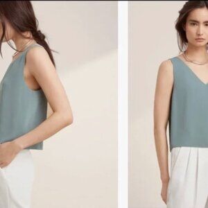 Aritzia Babaton Murphy Sleeveless Teal Blue Blouse